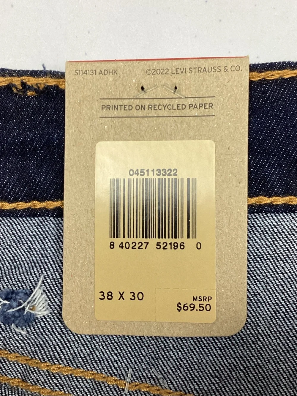 Levi’s 511 38 X 30 Slim Straight Dark Wash Jeans NEW! Retail $69.50